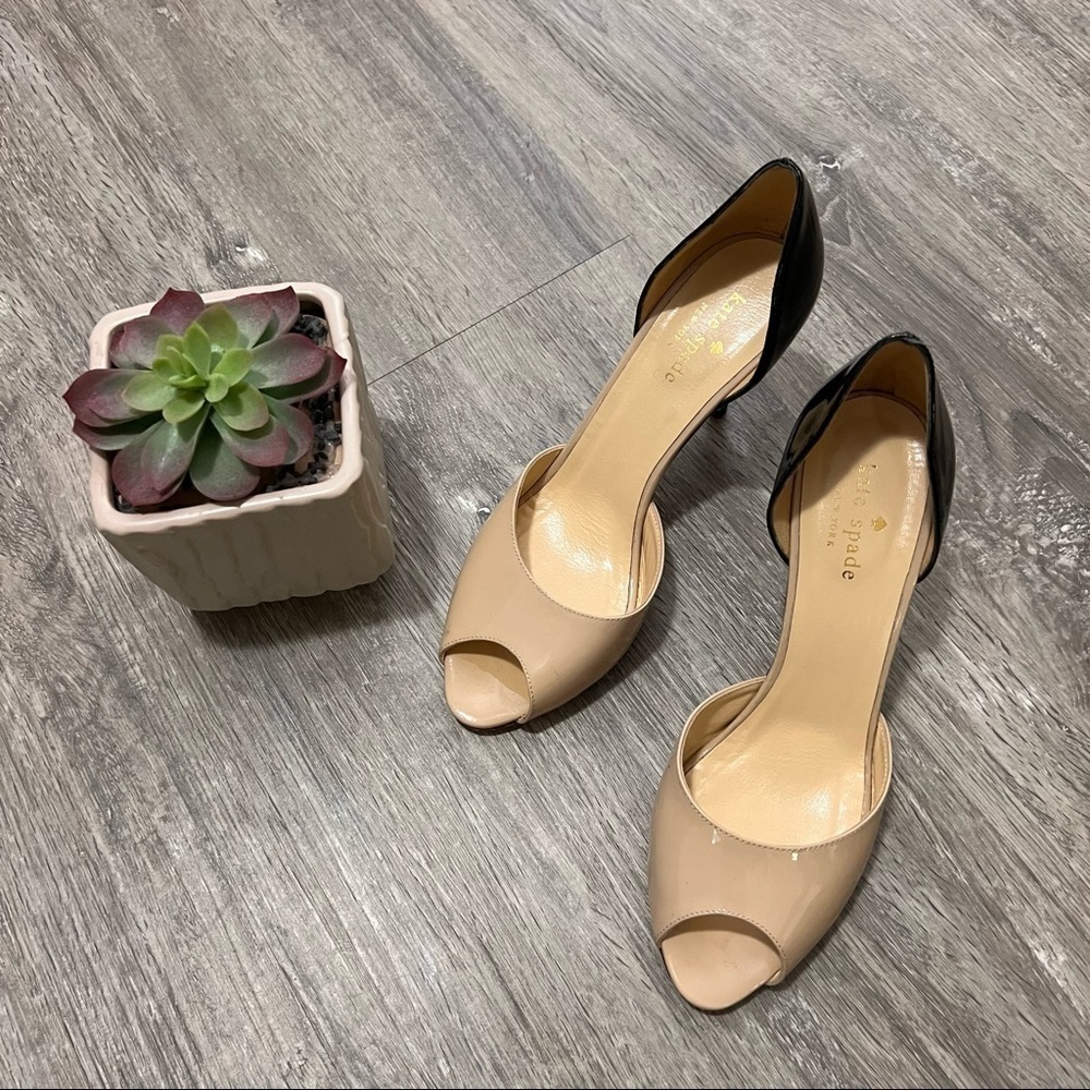 Kate Spade Sage Two Tone Leather D'Orsay Pumps Sz 7 Black Tan
